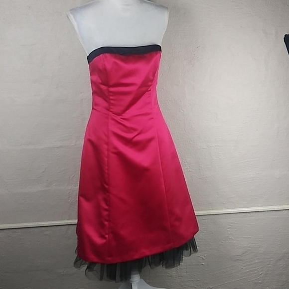 Faviana New York Pink Faux Bow Bodice  Strapless Zipper Back Semi Formal Dress - Picture 9 of 9